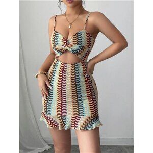 Cutout Ruffled Hem Cami Dress